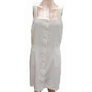 a new day Women's White Buttons Down Waist Tie TShirt Cotton Blend Dress Size XL